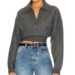 L'Academie × Marianna Azaria Sweater Charcoal V-Neck Sweater size small.